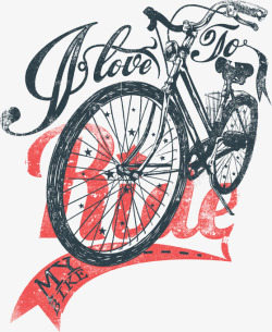 单车欧美风格T恤印花图案素材