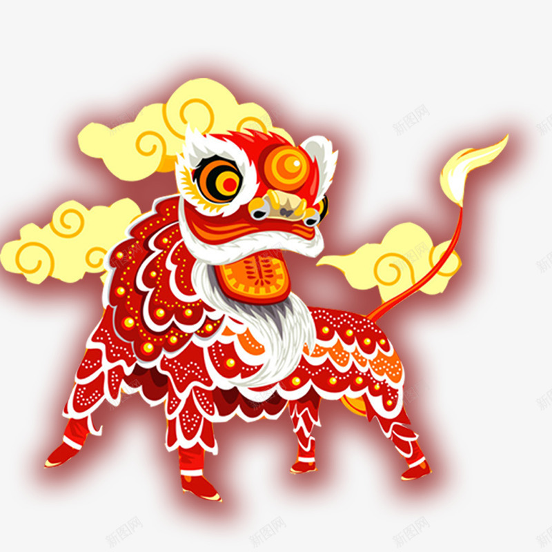 元旦迎新年中国风狮子元素png免抠素材_88icon https://88icon.com 中国风 传统文化 元旦节 创意设计 狮子 祥云 迎新年