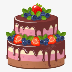 扁平巧克力水果蛋糕矢量图素材