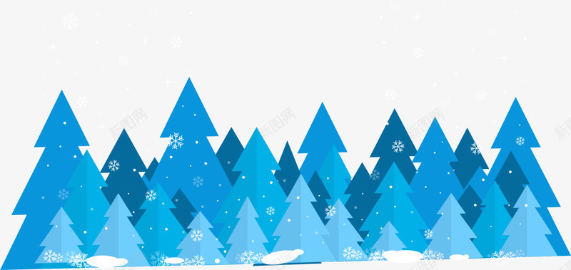 蓝色冬日圣诞树林png免抠素材_88icon https://88icon.com 冬日树木 圣诞快乐 圣诞节 树林 蓝色树木 装饰图案
