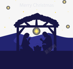 圣诞节之夜迎接耶稣矢量图素材