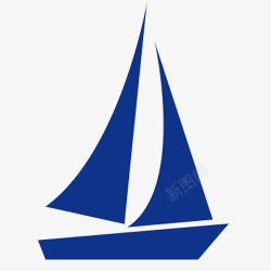 蓝色帆船矢量图素材