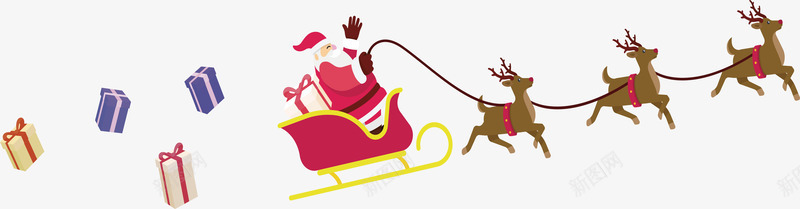 送礼物的圣诞老人矢量图ai免抠素材_88icon https://88icon.com 圣诞礼物 圣诞老人 圣诞节 矢量png 矢量图 送礼物 驯鹿车 麋鹿车