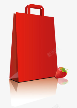 草莓红色手提袋矢量图素材