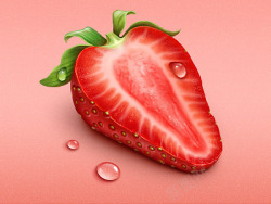 红色切开新鲜草莓素材