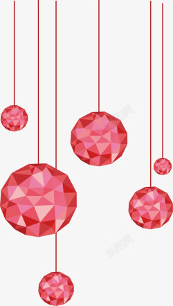 圣诞节粉红色水晶挂饰矢量图素材
