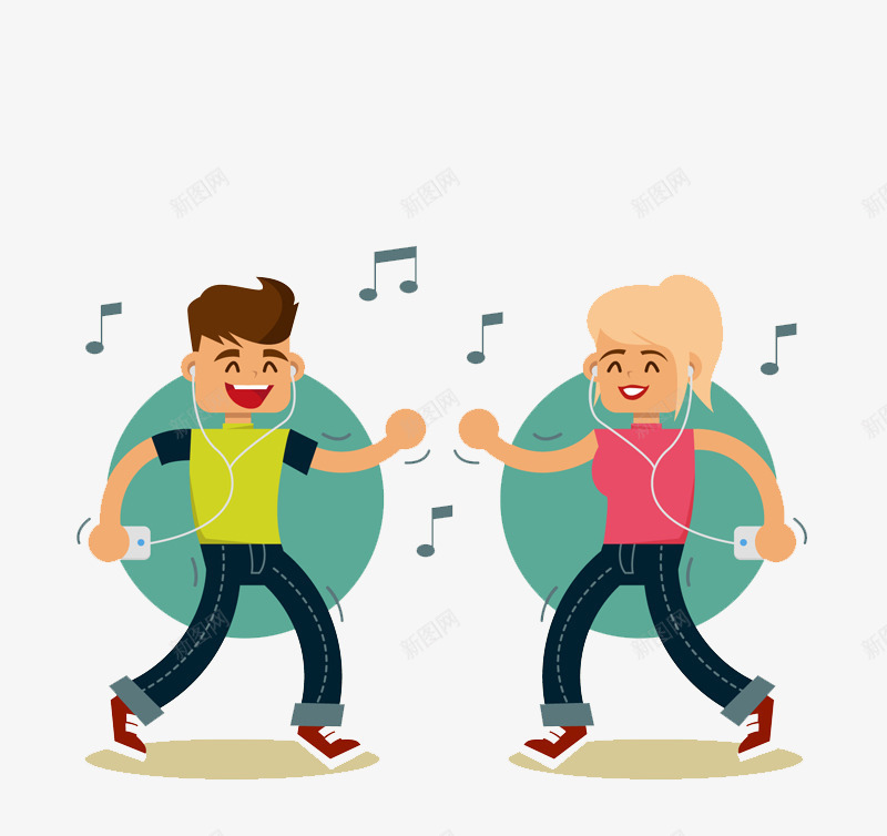 两个卡通随音乐舞蹈的人物png免抠素材_88icon https://88icon.com 人物 舞蹈 跳舞 音符