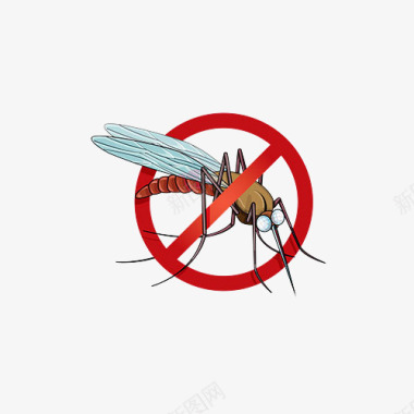 卡通禁止蚊子传染病毒插画图标图标