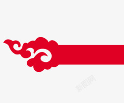 红色丝带彩带中国风花纹素材