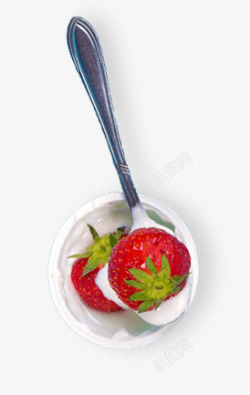 勺子草莓装饰素材