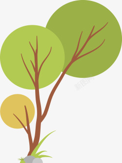 圆球绿树卡通树木高清图片