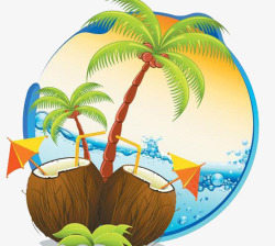 夏日海边椰子元素素材