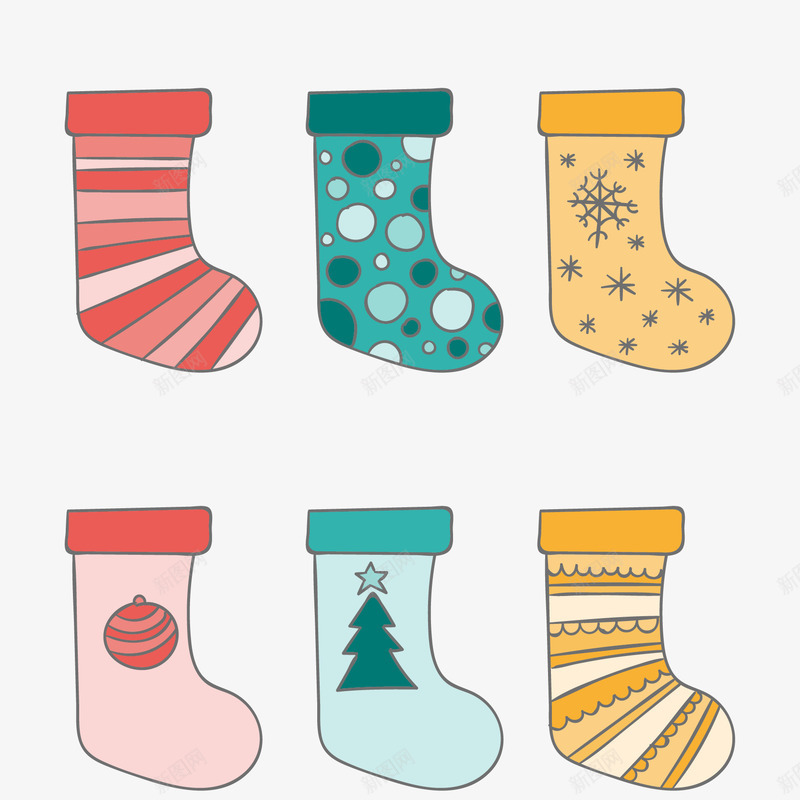 6款不同图案卡通袜子png免抠素材_88icon https://88icon.com 卡通袜子 各种圣诞图案袜子 圣诞礼袜免费png下载 圣诞袜子 袜子矢量图