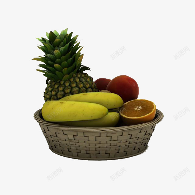 一盆看起来很好吃的水果png免抠素材_88icon https://88icon.com 一堆水果 免扣水果 菠萝和香蕉 装着的水果