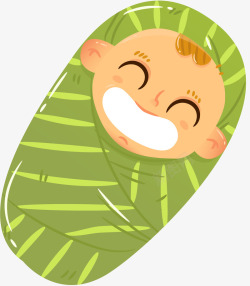 绿色包袱欢乐表情可爱卡通婴儿矢矢量图素材