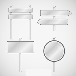 银色路标银色指示路标高清图片