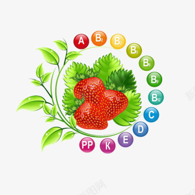 水果草莓维生素标识图标图标