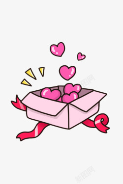 卡通粉色爱心礼品盒素材