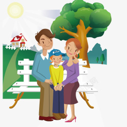 休闲的三口之家素材