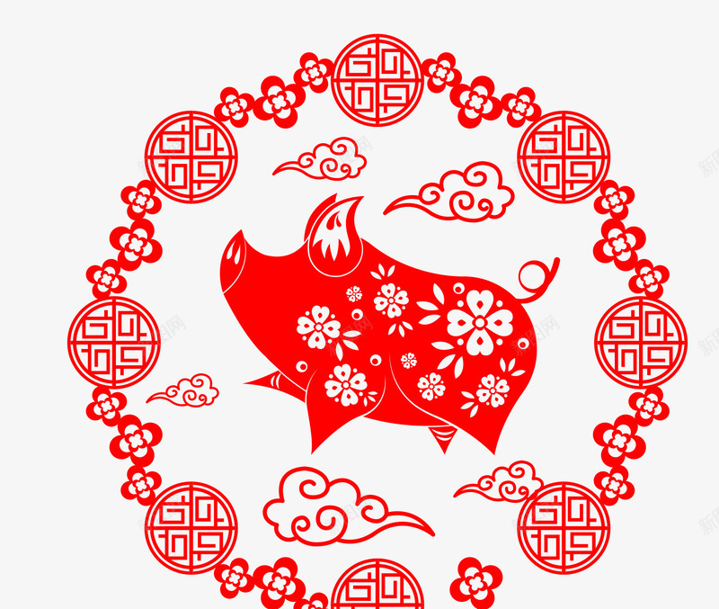 中国风喜庆2019年猪插画psd免抠素材_88icon https://88icon.com 2019年 中国风 中国风喜庆2019年猪插画 剪纸 喜庆 猪 猪插画