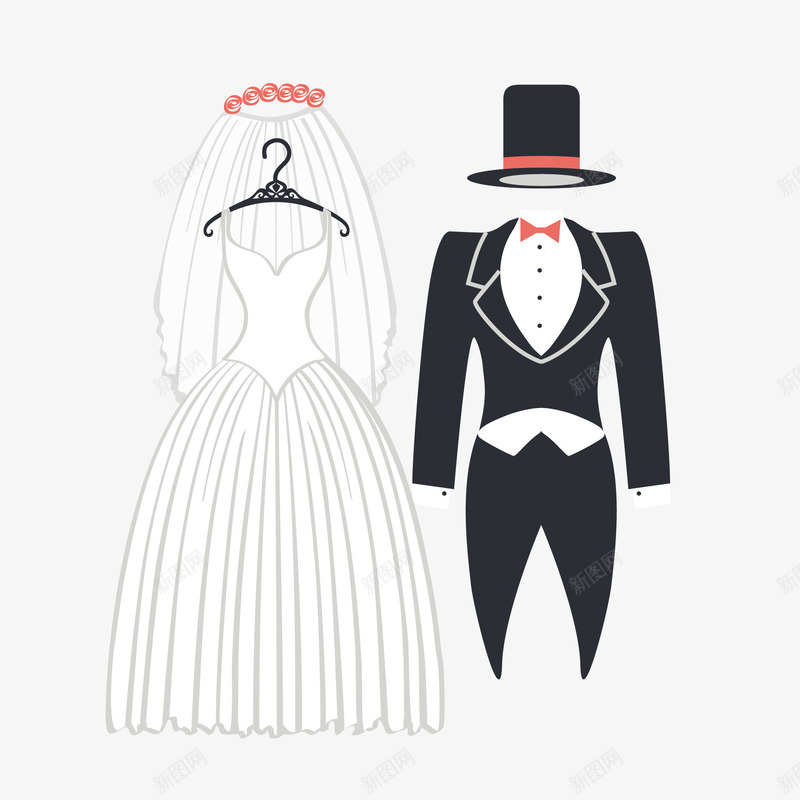 卡通婚礼人物的服装矢量图ai免抠素材_88icon https://88icon.com 人物服装 喜宴 婚宴 婚礼 服装设计 结婚 矢量图