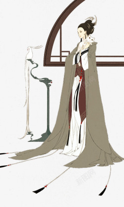 古代中国风古典宫廷后宫美女手绘素材