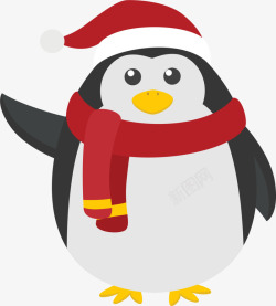 戴着圣诞帽子的企鹅素材