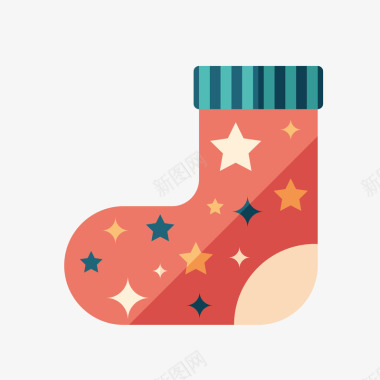 圣诞复古圣诞袜子UI图标矢量图图标