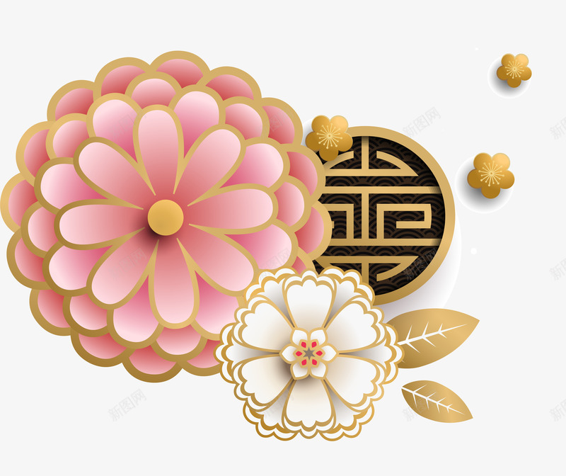 传统粉色微立体装饰图案png免抠素材_88icon https://88icon.com 3D立体 中国风 传统 微立体 新式雕花 矢量图案 花朵组合 高贵