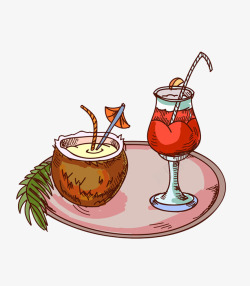 卡通手绘果汁饮料素材