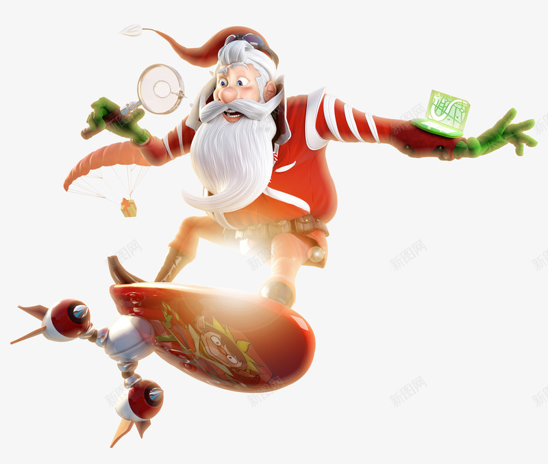 骑着滑板飞翔的圣诞老人png免抠素材_88icon https://88icon.com 刺激 圣诞老人 多彩 手绘 滑板 节日 运动