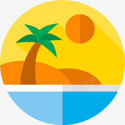 落日椰子树沙滩落日图标高清图片