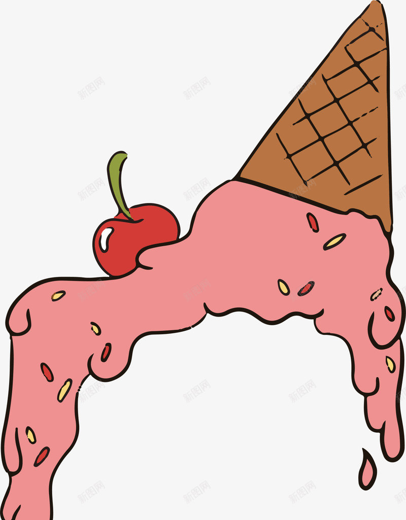 粉色卡通融化甜筒png免抠素材_88icon https://88icon.com 冰淇淋 凉爽夏季 夏天 夏日解暑 清凉 美味甜筒 融化甜筒 雪糕