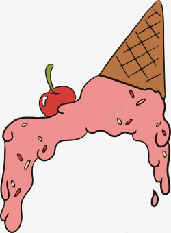 夏季甜筒粉色卡通融化甜筒高清图片
