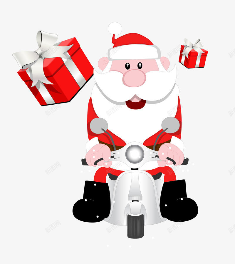 骑着摩托车送礼物的圣诞老人png免抠素材_88icon https://88icon.com 卡通手绘 圣诞老人 圣诞节 摩托车 礼物