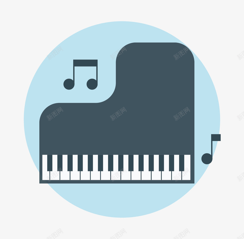 钢琴与音符矢量图eps免抠素材_88icon https://88icon.com 创意 扁平化 钢琴 音符 矢量图