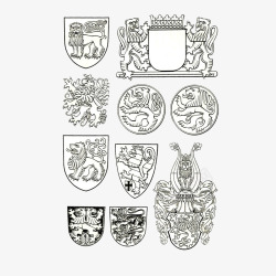 藏族简约狮子盾牌纹样素材