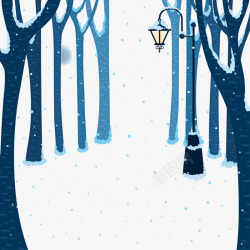 夜晚雪景卡通树林雪景矢量图高清图片