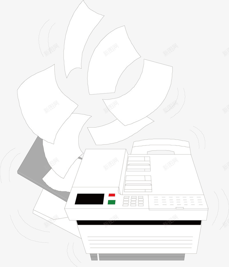 飞扬的纸矢量图ai免抠素材_88icon https://88icon.com 打印机 机器 纸张 飞扬 矢量图