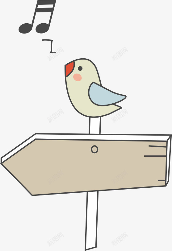 指示牌png免抠素材_88icon https://88icon.com AI 卡通 可爱 小鸟 手绘 指示牌 木牌 牌子 线条 音符