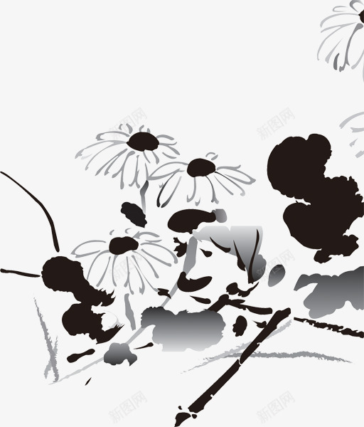 水彩花png免抠素材_88icon https://88icon.com 中国文化 中国画 中国风 水墨画 菊花 诗歌配图