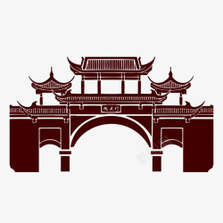 威严中国风古代门手绘高清图片