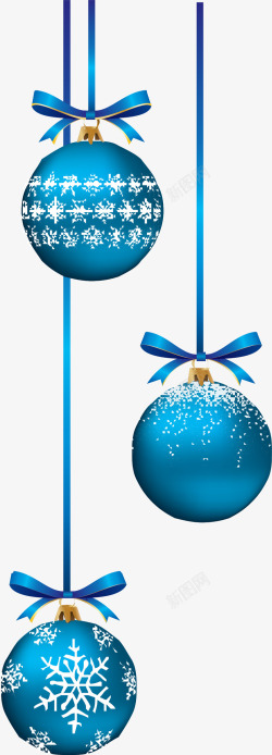 蓝色圣诞球蓝色雪花冬季圣诞球挂饰矢量图高清图片