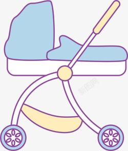蓝色婴儿手推车素材
