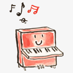 橙色钢琴手绘红橙色钢琴高清图片