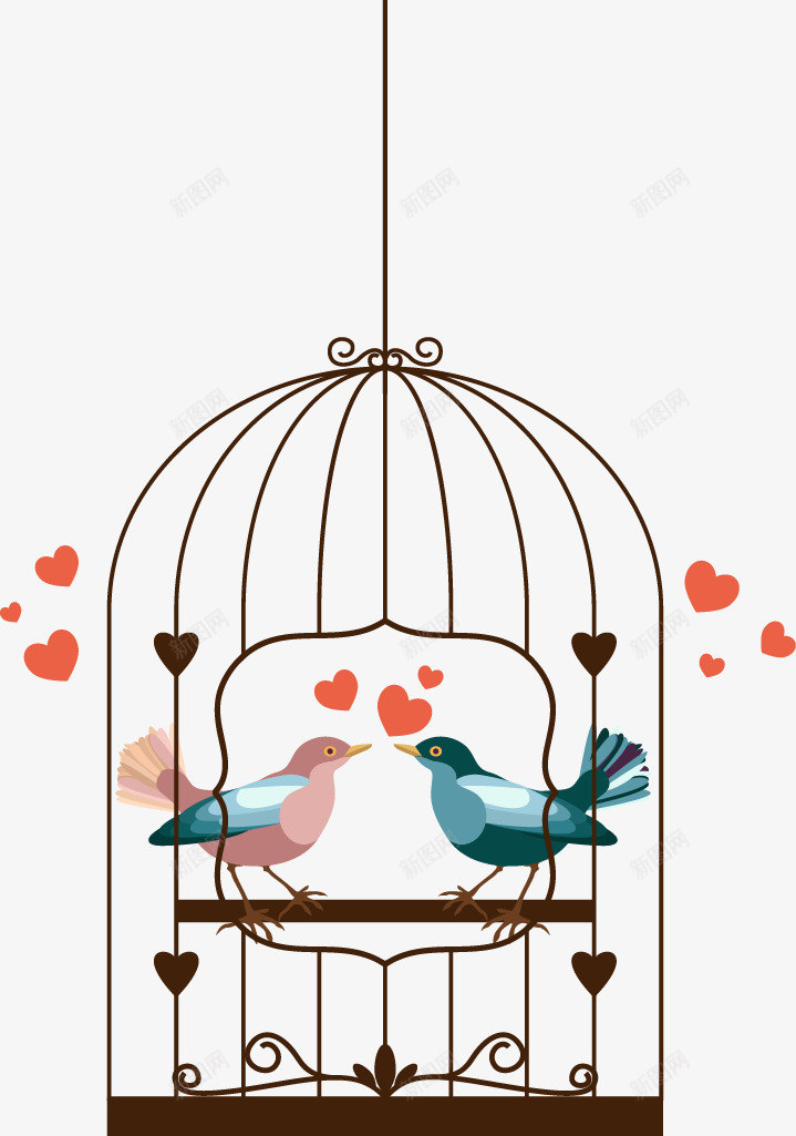 鸟笼png免抠素材_88icon https://88icon.com 婚礼 婚礼素材 小鸟 爱情 结婚装饰 鸟笼