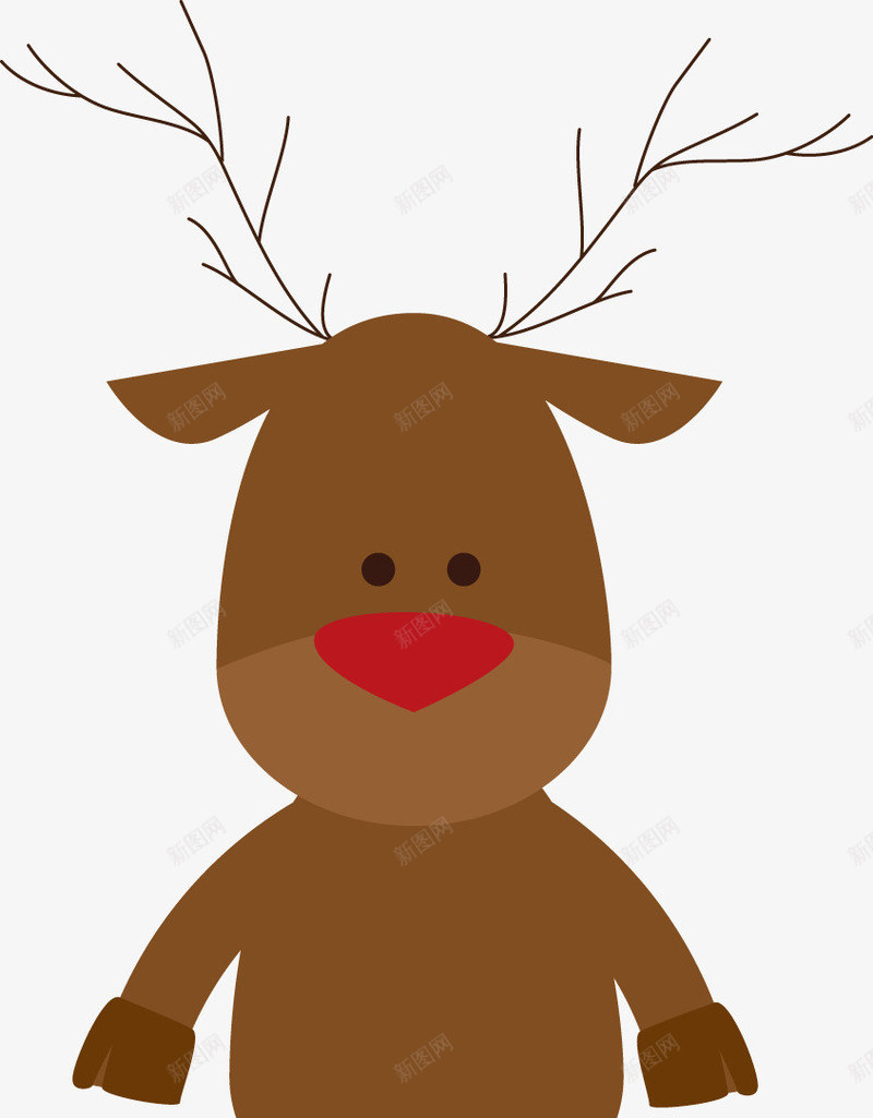 创意圣诞节小鹿图矢量图ai免抠素材_88icon https://88icon.com 圣诞 小鹿 棕色 气氛 红鼻子 矢量图