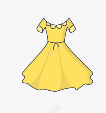 长裙飘飘黄色长裙可爱服饰图标图标