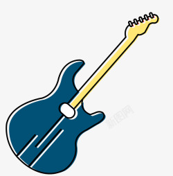 卡通蓝色乐器吉他素材