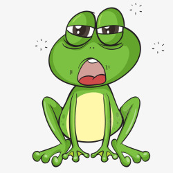 手绘卡通绿色青蛙表情素材
